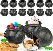 12 Pcs Spooky Halloween Candy Cauldrons Mini Black Cauldron Children Bucket Toy - £10.01 GBP