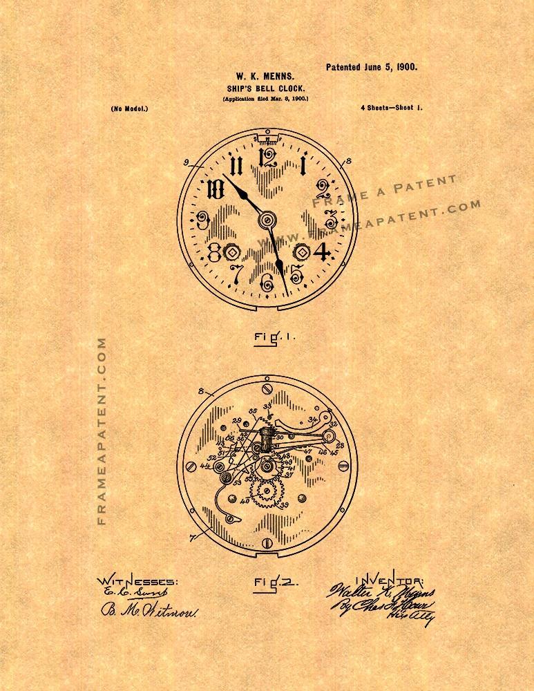 Primary image for Ship's-bell Clock Patent Print