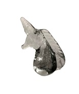 Clear Art Glass Unicorn Head Bust Controlled Bubbles Paperweight Mythical - $9.89