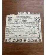 1942 Gasoline Ration Card - &quot;B&quot; Used - $10.93 CAD