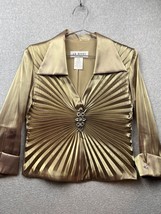 Vintage J.R. Nites Caliendo Pleated Blouse Women Size 10 90&#39;s New Years Metallic - £31.50 GBP