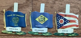 Nabisco Cereal Mini Tin State Flags -- 1959 -- Set of 3 Ohio Delaware Or... - $9.00
