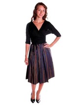 VTG 1940s Black Rayon Taffeta Skirt Bright Primary Stripes XS 22.5&quot; Waist - $138.55