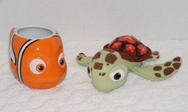 Disney Nemo 12 Oz Clown Fish Coffee Mug &amp; Squirt Sea Turtle Plush Toy Euc - £23.97 GBP