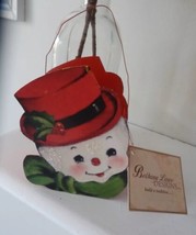 New Retro Bethany Lowe Snowman Bucket Frosty Glitter Vintage Winter Decor - £30.52 GBP