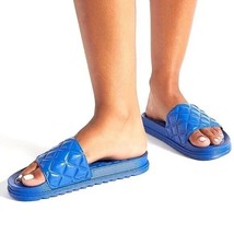 Shoe Dazzle - La Shawn Quilted Blue Slip On Slides/Sandals - £14.21 GBP