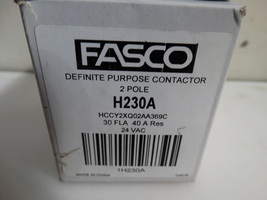 FASCO H230A Definite Purpose Contactor (2 Pole, 30A, 24 VAC) NEW - $19.80
