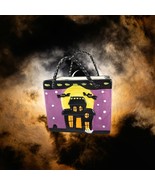 Ceramic Halloween Bag Decoration Purple Haunted House Bats Shelf Sitter ... - €8,81 EUR
