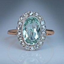 2.50Ct Oval Simulated Aquamarine Vintage Cluster Engagement Ring Sterlin... - $116.86