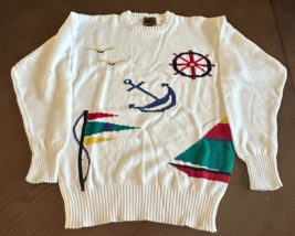 Vintage Boston Traders 100% Wool Ski Intarsia Knit Sweater Sz S Chunky G... - $37.01