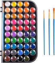 Upgraded 48 Colors Washable Watercolor Paint Set with 3 Brushes and Palette Non  - £18.85 GBP
