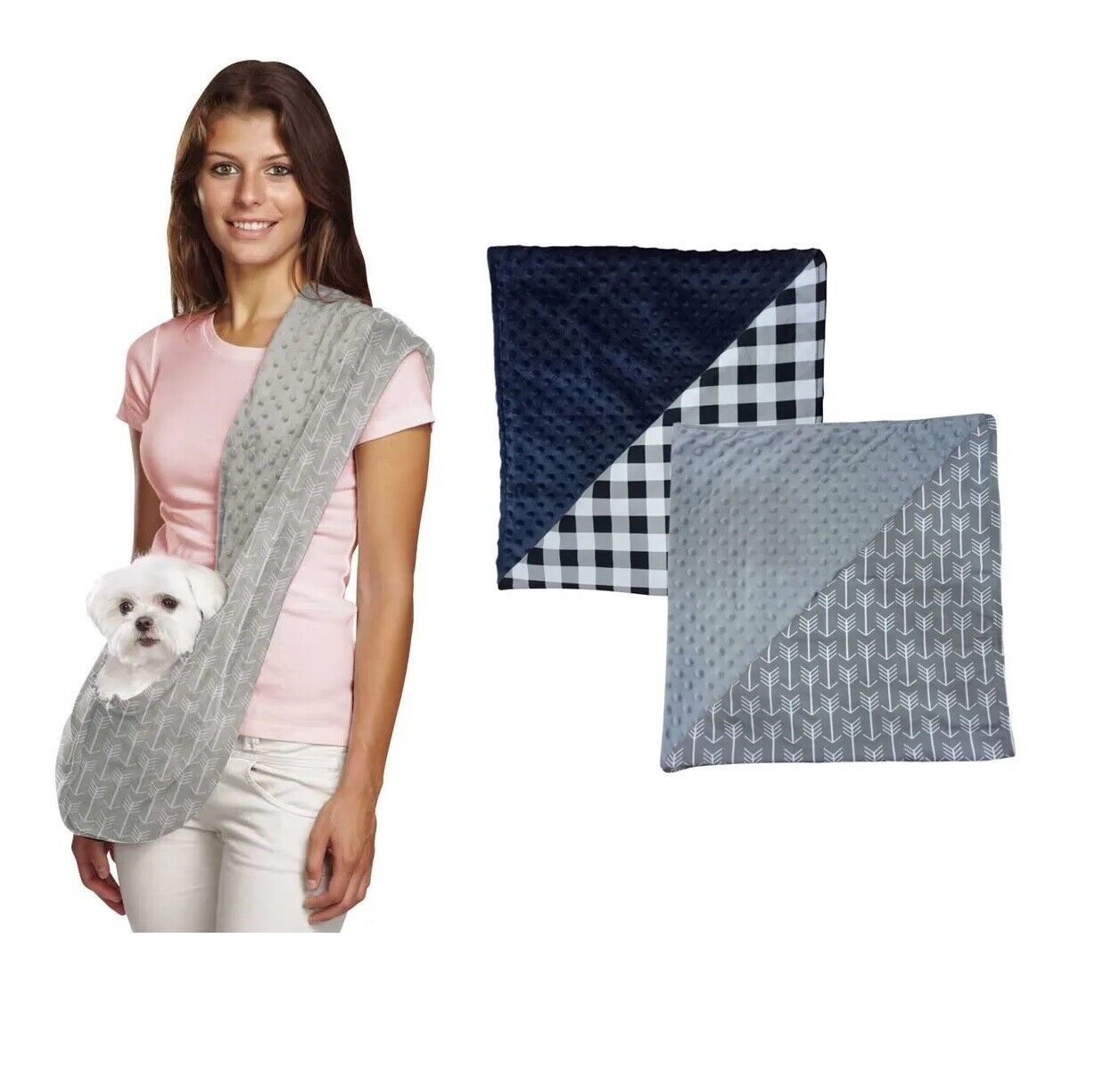 Small Dog Cat Pet Reversible Sling Carrier Soft Stylish Patterns Comfortable - $44.89