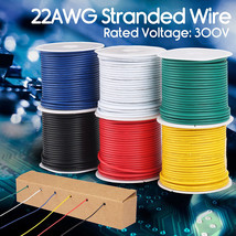 6 Rolls Flexible Pvc Electrical Wire 22 Awg Gauge Copper Hook Up 300V 30Ft - $33.99