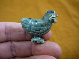 (Y-CHI-HE-9) gray HEN chicken carving SOAPSTONE TAN stone figurine love ... - $8.59