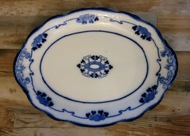 Antique Grindley Lorne Flow Blue 16.5&quot; Serving Platter w/ Shamrocks Clover -1900 - £91.77 GBP