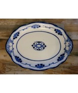 Antique Grindley Lorne Flow Blue 16.5&quot; Serving Platter w/ Shamrocks Clov... - £90.99 GBP