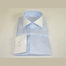 Mens 100% Italian Cotton Shirt High Quality Non Iron SORRENTO Turkey 4442 Blue image 5