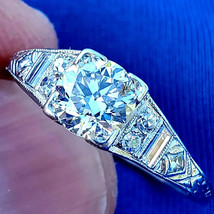 Earth mined Diamond Deco Engagement Ring 1 carat Platinum Statement Solitaire 7 - $221,784.80 MXN