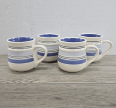 Pfaltzgraff RIO Blue Hand Painted Stoneware Coffee Mugs - Set of 4 - £11.28 GBP