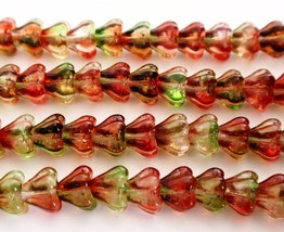 25 6mm Czech Baby Bell Flower Beads: Dual Coated - Peach/Pear - £1.76 GBP