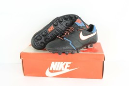 NOS Vtg 90s Nike Rio FG Soccer Cleats Boots Black Blue Leather Womens 7 Mens 5.5 - £30.71 GBP