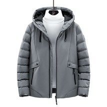 Mens Jacket Winter Hooded Thicken Jackets Long Sleeve Warm Jacket Man Clothing C - £124.06 GBP