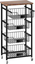 Fruit Basket, 5-Tier Utility Kitchen Organizer And Storage Cart With Pul... - $77.96