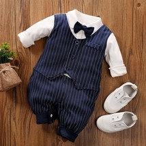 Newborn Baby Boy Girl Romper 2022 New Fall Long Sleeves Bowtie Style Baby Clothe - £72.69 GBP
