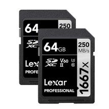 Lexar Professional 1667x 64GB (2-Pack) SDXC UHS-II Memory Cards, C10, U3, V60, F - $76.99