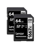 Lexar Professional 1667x 64GB (2-Pack) SDXC UHS-II Memory Cards, C10, U3... - £60.58 GBP