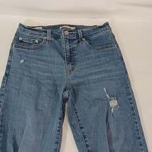 Levi’s 724 High Rise Straight Women's Blue Cotton Distressed Jeans Size 29 29×30 image 10