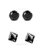 1 PAIR CZ BLACK SQUARE/ROUND MAGNETIC STUDS EARRINGS Men Women - $6.81 CAD+