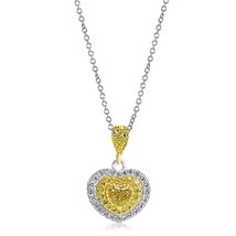 0.84 TCW Kostüm Hellgelb Herz Diamant Anhänger Halskette 14k Zweifarbig ... - $46,163.39 MXN