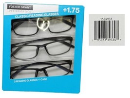 Design Optic By F.G Classic Reading Glasses +1.75 3-PK #1504933 OPEN BOX - £10.09 GBP