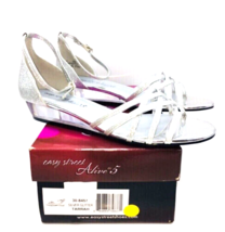 Easy Street Tarrah Wedge Slingback Sandals -  Silver Glitter, US 7.5N (NARROW) - £19.42 GBP