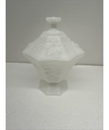 Vintage Anchor Hocking Milk Glass Pedestal Candy Dish with Lid - Harvest... - $9.85