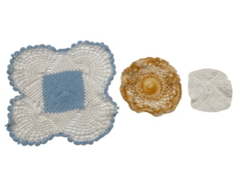 Doilies Handmade Multicolored Crocheted Vintage Doily 1950’s lot. 3 Pieces - £10.11 GBP