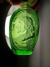 Wheaton Green Carnival Glass Bottle George Washington President 1970's M... - $12.59