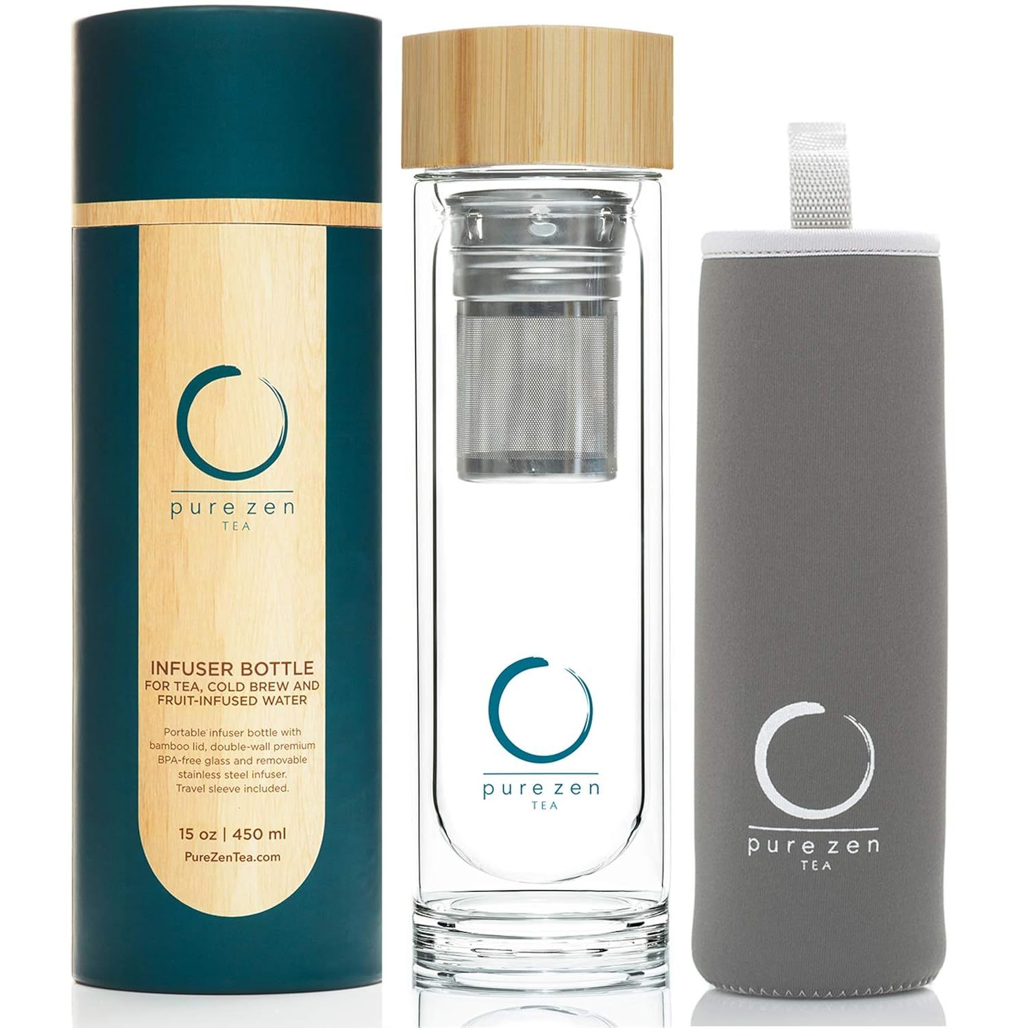 Infuser Bottle - Insulated Glass Bottle For Loose Leaf Tea - Tea Tumbler With In