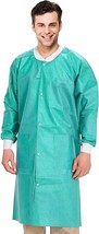 Large Teal Disposable Lab Coat, 50-Pack, 3 Pockets, Snaps, Cuffs - £112.67 GBP