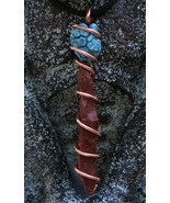 Handcrafted Mahogany Obsidian Needle Turquoise Copper Wire Wrap Adjustable  - $20.00