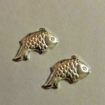 2 Pc 925 Silver Hindu Religious Lord Vishnus Fish, Matasya Avatar 2.3 cm... - $23.16