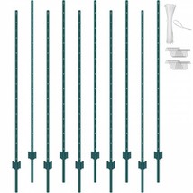 6 Feet Fence Post 10 Pack T-Post Heavy Duty Metal Fence Posts Green - £73.13 GBP