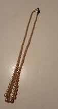 50s/60s Faux  Pearl Necklace Vintage Bronze Tone Mcm Vtg - £15.35 GBP