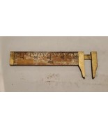 Vintage Lufkin No. 016 Carpenter&#39;s Ruler with Caliper Slide,USA.Wood,Brass - £19.46 GBP