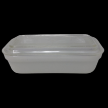 Fire King Refrigerator Dish w/glass Lid 8.5&quot; VTG Milk Glass Oven Ware Lo... - $24.99