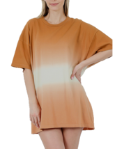 Zenana Outfitters 3X Cotton Dip Dyed Boxy Cut Round Neck Tee Shirt Almund - £11.72 GBP