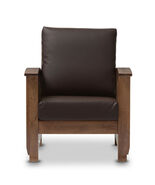 Mission Style Walnut/Brown Wood &amp; Faux Leather Chair, or Loveseat, or Both - €281,28 EUR