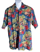 KING SIZE Men&#39;s Short Sleeve Button Down Cotton Hawaiian Shirt Size LT - £11.59 GBP