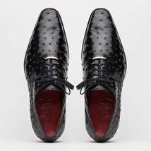 Criss Genuine Ostrich Quill Classic Dress Shoes Oxford Black image 4